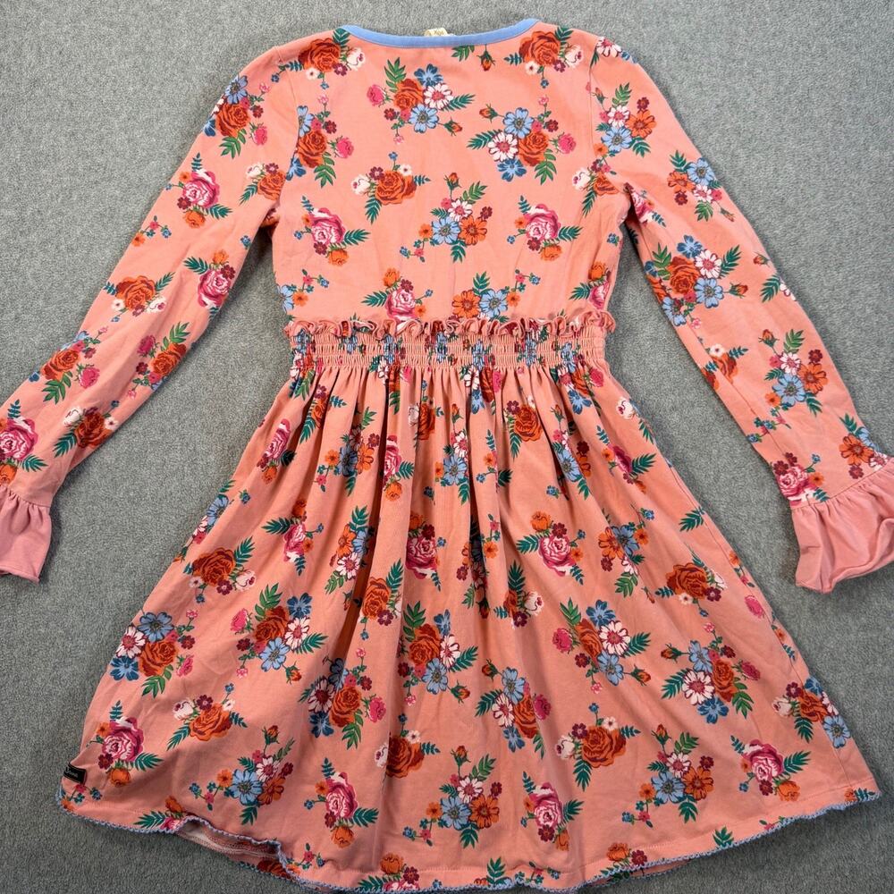 Matilda Jane Girls Size 10 Lots to Learn Dress Pink Floral Ruffle Elastic Waist - Picture 11 of 11